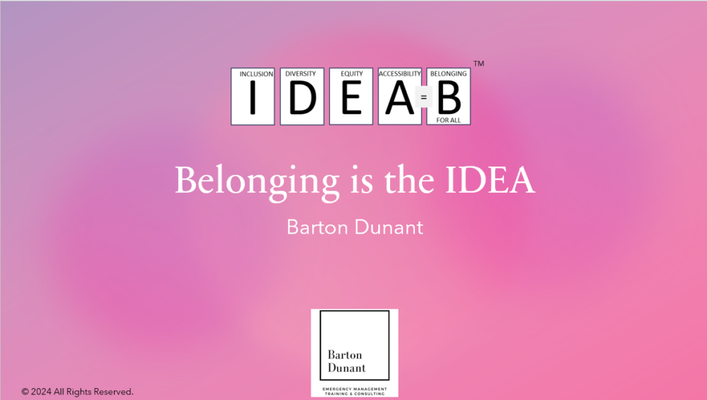 IDEA = Belonging - course intro image from Barton Dunant.